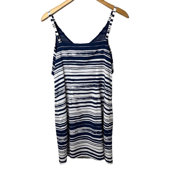 CAbi Knot Dress Nautical Stripe Navy Blue Size XS Tank Mini Dress Style 5264 - Picture 6 of 10